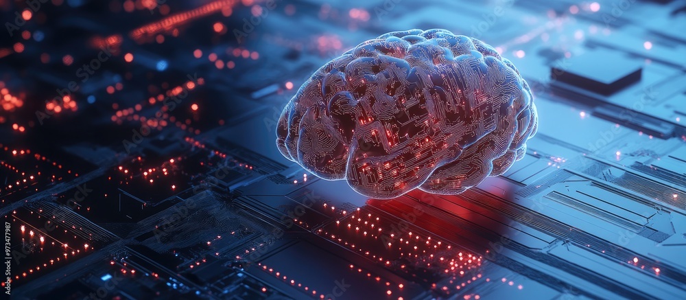 Aufkleber human interaction with ai brain processors illustrates the concepts of ai engineering big data and m