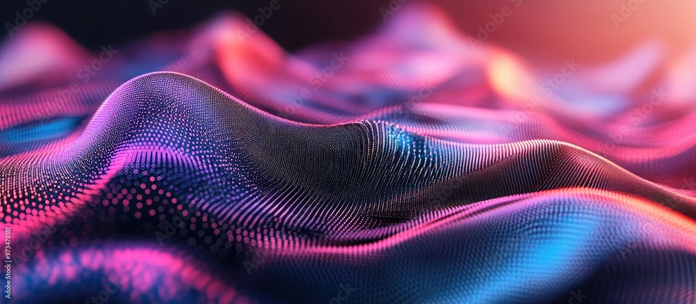Poster abstract background featuring a dynamic futuristic wave in a point cloud style 3d rendering captures