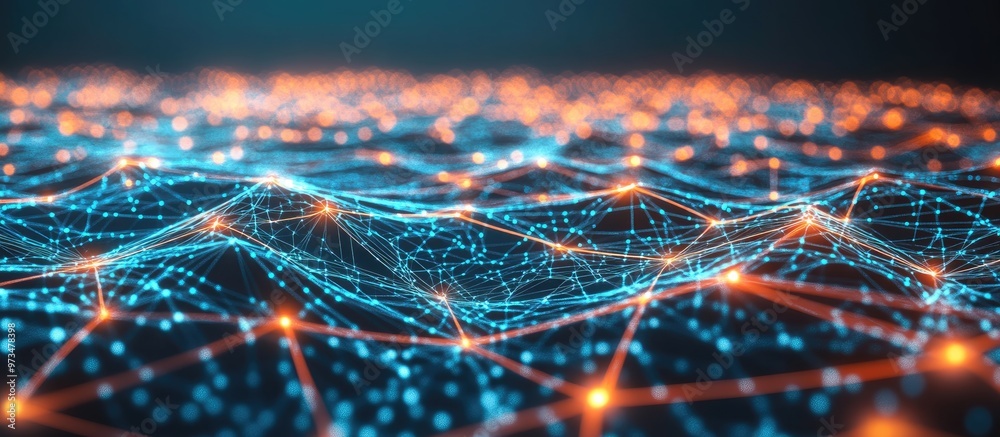 Aufkleber abstract geometric background illustrating global network connections with interlinked dots and line