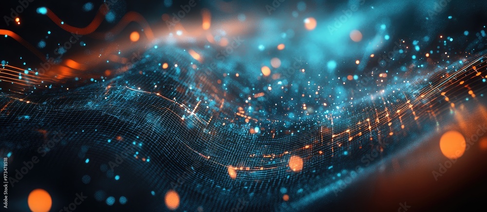 Poster abstract background showcasing visualization of musical sounds with a focus on technology artificial