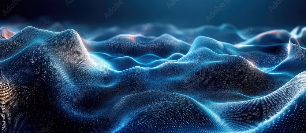 Poster blue wave light gradient texture background abstract ai technology and big data digital backdrop 3d 
