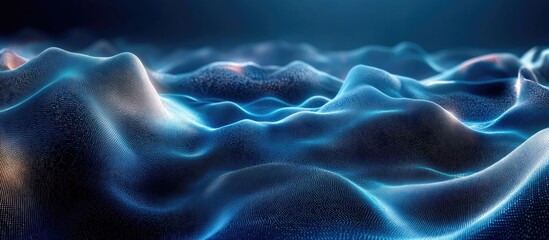 Fototapeta premium Blue wave light gradient texture background Abstract AI technology and big data digital backdrop 3D rendering