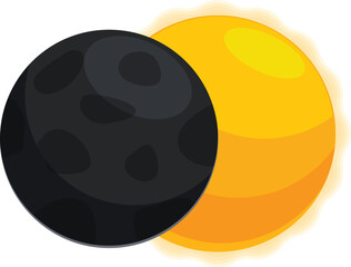 Dark side of the moon partially covering the sun, creating a partial solar eclipse