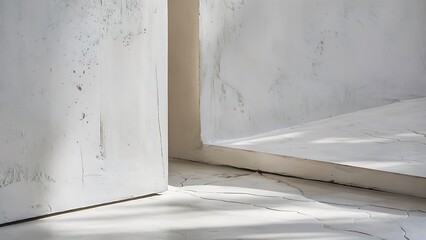 White concrete wall and floor closeup