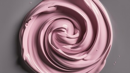 Close up view of light pink paint swirls isolated on grey