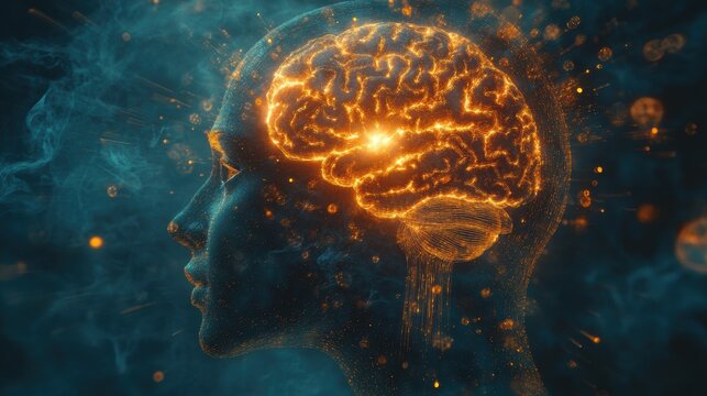 the power of the mind is like a strong engine propelling you towards success explore this concept with a brain silhouette background on a banner