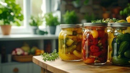 Set of Clear Jars with Fresh Organic Ingredients and Spices