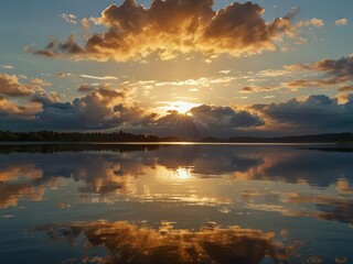 sunset over the lake
