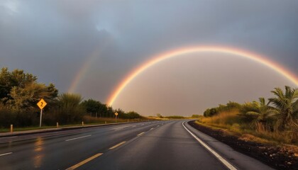 Rainbow sky landspace.