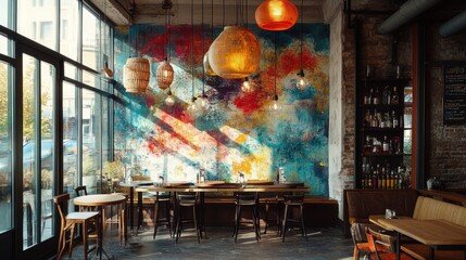 highlighting creativity and individuality, our eclectic interior design features artistic wall murals and unique light fixtures artisticdecor