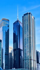 Obraz premium close up building Business skyscrapers in the Financial District, Toronto Downtown. ultra HD 4K 