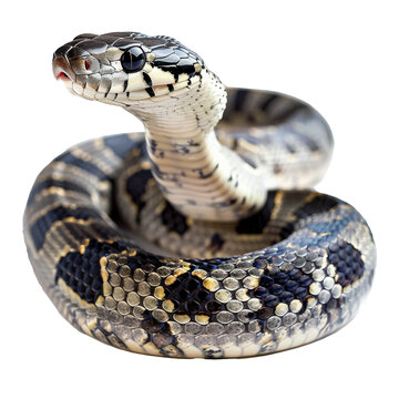 beautiful snake close up, symbol of the new year 2025 according to the Chinese calendar, isolated on transparent background.