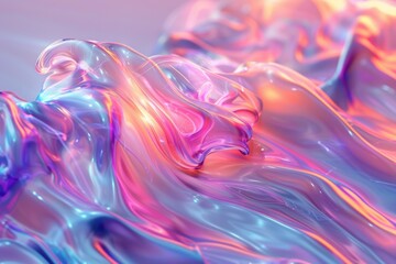 Fototapeta premium Shimmering metallic waves converge in a radiant dance of colors and light