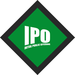 Bold 'IPO' text in a modern design, ideal for finance-related projects. Represents Initial Public Offering, perfect for use in stock market promotions, financial reports, or investment presentations.