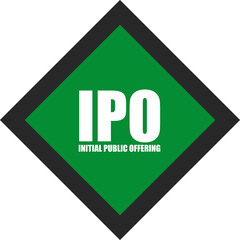 Bold 'IPO' text in a modern design, ideal for finance-related projects. Represents Initial Public Offering, perfect for use in stock market promotions, financial reports, or investment presentations.