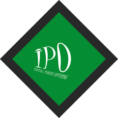 Bold 'IPO' text in a modern design, ideal for finance-related projects. Represents Initial Public Offering, perfect for use in stock market promotions, financial reports, or investment presentations.