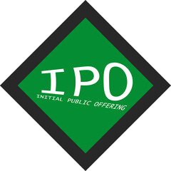 Bold 'IPO' text in a modern design, ideal for finance-related projects. Represents Initial Public Offering, perfect for use in stock market promotions, financial reports, or investment presentations.