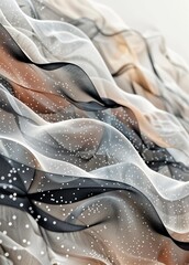 Abstract background in waves gray orange white black