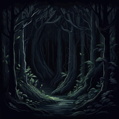 Obraz premium dark forest illustration background
