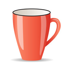 Mug in red color. Color cup isolated on white background.