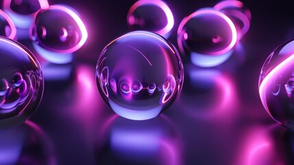 Purple and pink spheres with neon glow.