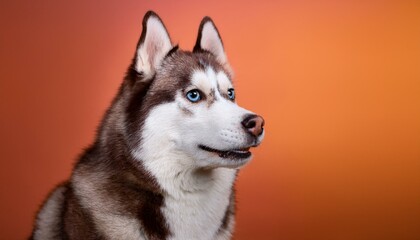 Siberian Husky dog ​​on colored background