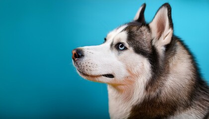 Fototapeta premium Siberian Husky dog ​​on colored background