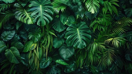 Tropical forest foliage wallpaper