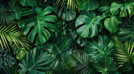 Tropical jungle foliage as a green leaf natural backdrop