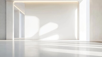 Fototapeta premium Crisp white background with smooth surface and subtle lighting effects, creating a serene and elegant space for minimalist designs