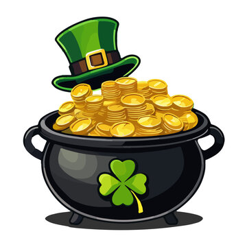 pot gold coins green hat st patrick's day clip art preview