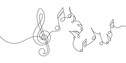 Naklejka premium Continuous one line drawing of musical scale. Musical scale illustration eps 10