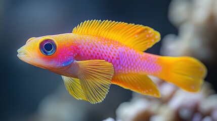 A vibrant orange and pink fish with a blue eye