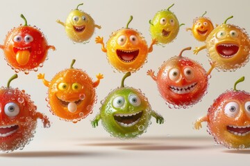 Obraz premium A whimsical collection of floating ackees bringing joy to a sunny afternoon