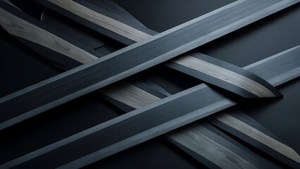 Obraz premium Dark grey striped wooden material on black