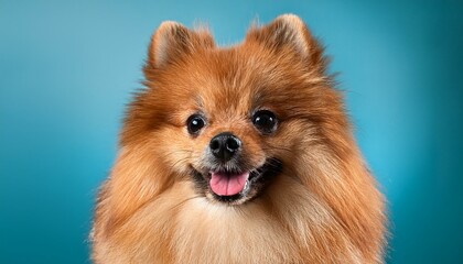 Pomeranian dog on colored background