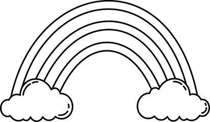 Rainbow weather doodle line art element. Good for learning forecast vocabulary