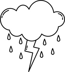 Stormy weather doodle line art element. Good for learning forecast vocabulary