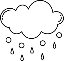 Hailing weather doodle line art element. Good for learning forecast vocabulary