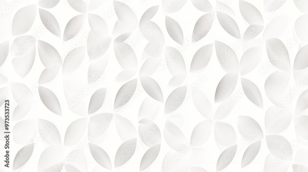 Canvas Prints Abstract floral seamless pattern featuring subtle geometric leaf motifs Light gray and white raster background with a luxurious minimalist texture incorporating diamond shapes squares and grid elem