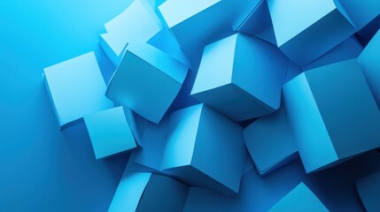 Abstract geometric blue shapes on a blue background.