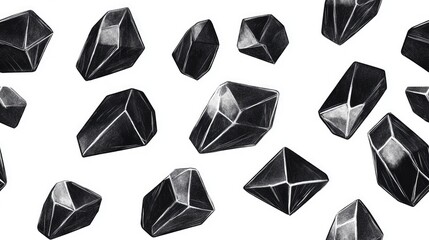 Seamless geometric pattern featuring abstract black and white hand drawn gems Artistic backdrop