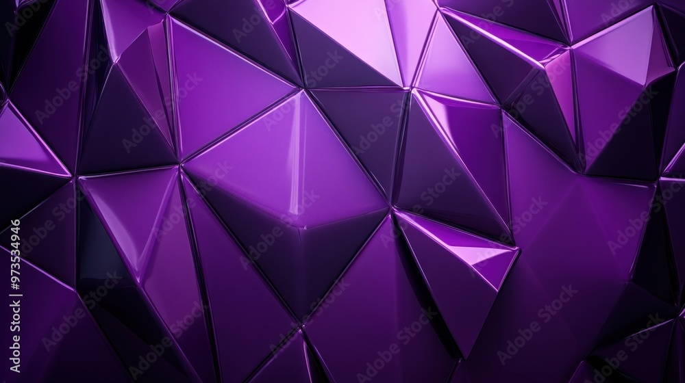 Wall mural Abstract purple geometric background with shiny triangles.