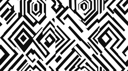 Black and white illustration featuring repeated geometric shapes in the background Versatile and customizable pattern suitable for motifs web design wallpaper digital graphics and artistic embelli