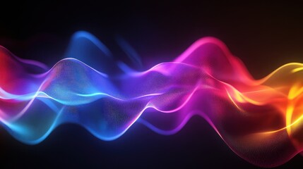 Obraz premium Abstract colorful neon wave of light and energy on black background.