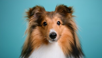 Shetland Sheepdog dog on colored background
