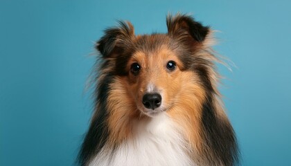 Shetland Sheepdog dog on colored background