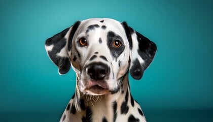 Dalmatian dog on colored background