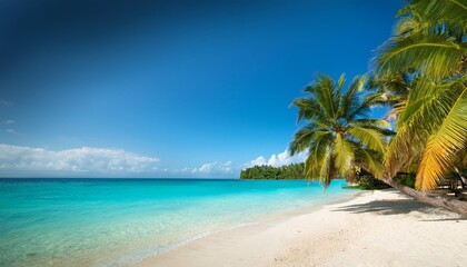 breathtaking turquoise lagoon sanctuary with swaying palm trees and pristine golden beach