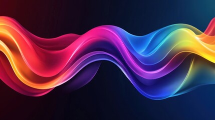 Obraz premium Abstract vibrant colorful wavy lines on a dark blue background.